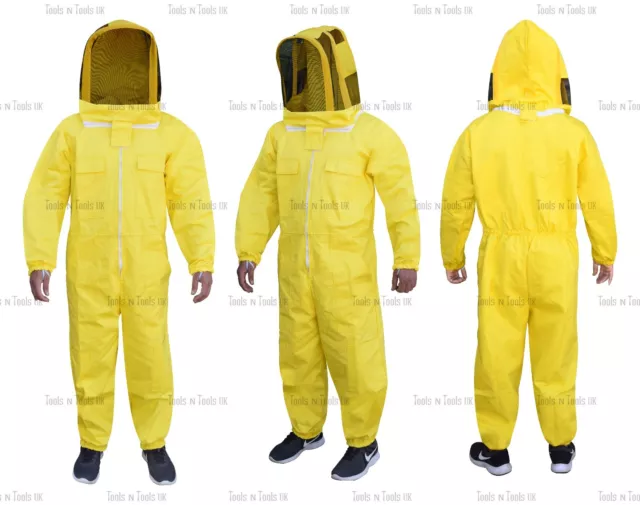 Yellow Heavy Duty Cotton Beekeeping Suit Unisex Bee Suit Beekeepers Medium Size