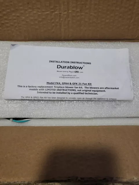 Durablow MFB007-C GFK4, FK12, FK24 Replacement Fireplace Blower Fan Unit Kit 2