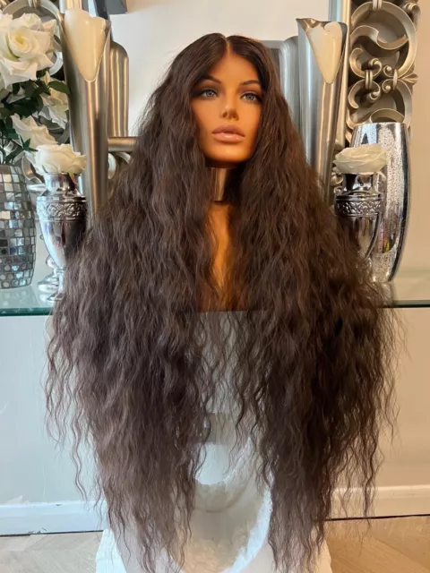 Brown Lace Front wig Transparent Lace Ash Brown Long Luxury Wig Curly Wig Afro