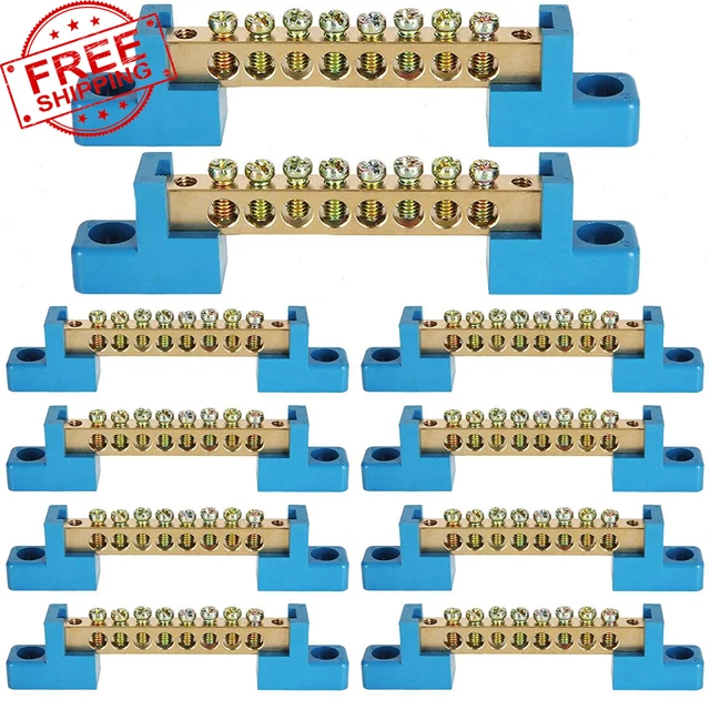 Bus Bar Terminal Block 10 Pack Brass Wire Screw Terminal  Car Boat Marine NEW