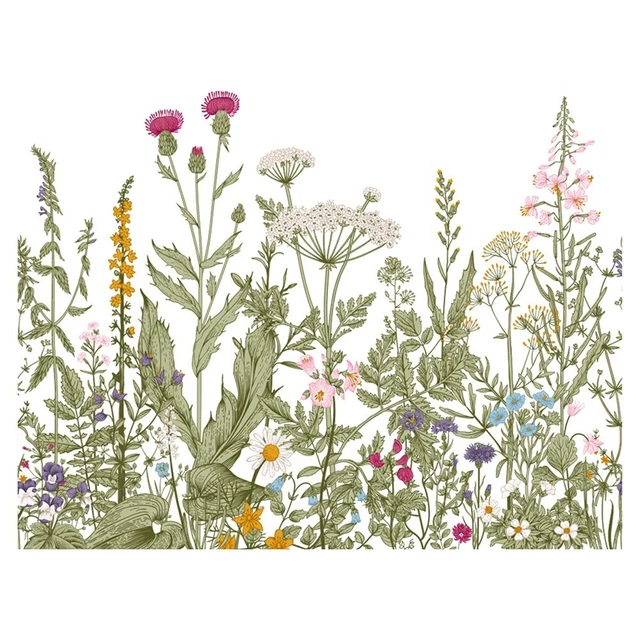 Creative Wall Sticker with Fresh Flowers Design Removable and Eye catching