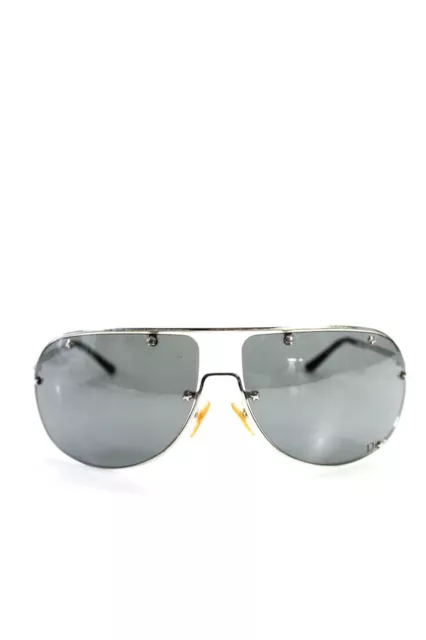 Dior Womens Geometric Studded Windsheild Aviator Sunglasses Silver 120MM