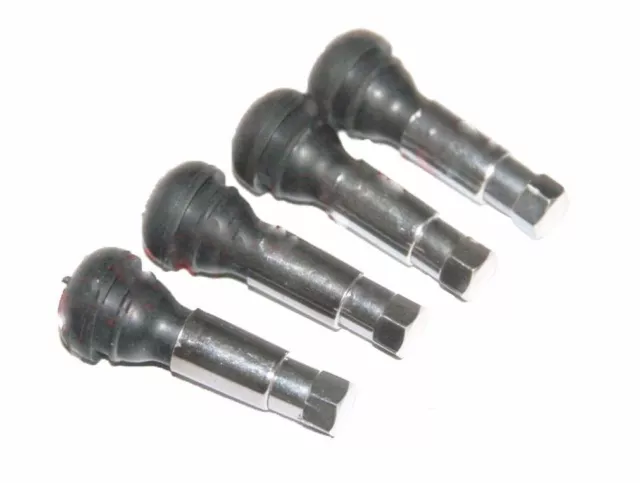 Set of 4 TR414 Tubeless Rubber Car Tyre Wheel Snap in Valve With Dust Caps GEc