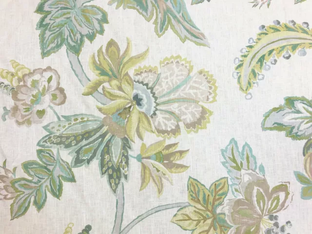 Lee Jofa Augustine Print Celadon Green Ivory Seafoam Taupe Floral Linen Fabric