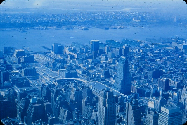ONYC2 Original Slide - 1960's New York City Aerial View River  #87