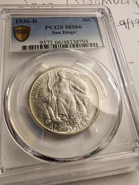 1936-D San Diego Commemorative Silver Half Dollar - PCGS MS66