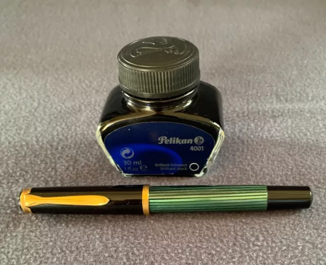 Pelikan Kolbenfüller M 400 Old Style  grün gestreift 14C / 585 Goldfeder