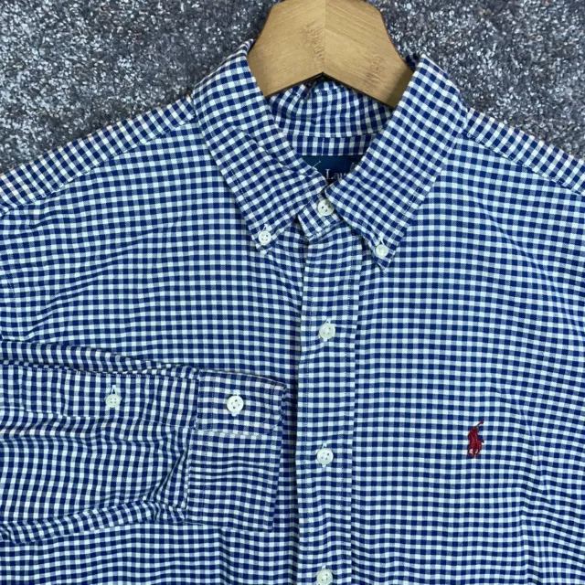 Polo Ralph Lauren Mens Medium Button Down Shirt Gingham Check Plaid Classic Fit