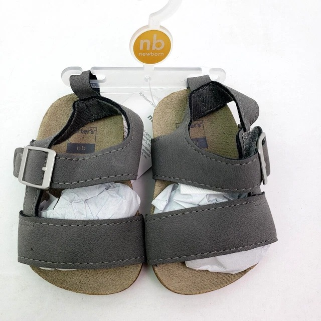 Carters Baby Boy Size NB Newborn Gray Strap Footbed Sandals