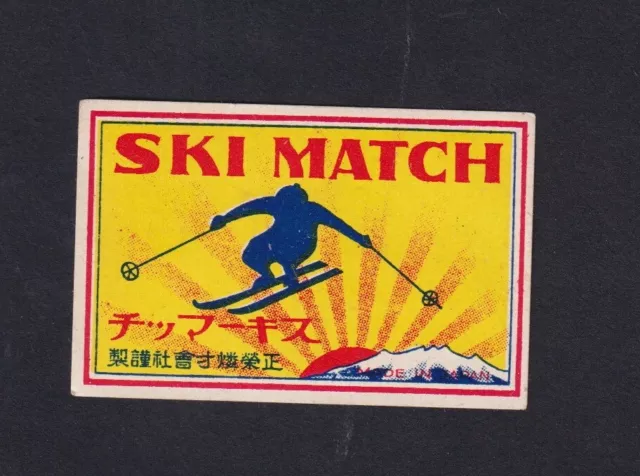 Ancienne étiquette   Allumettes Japon BN146245 Ski Skieur