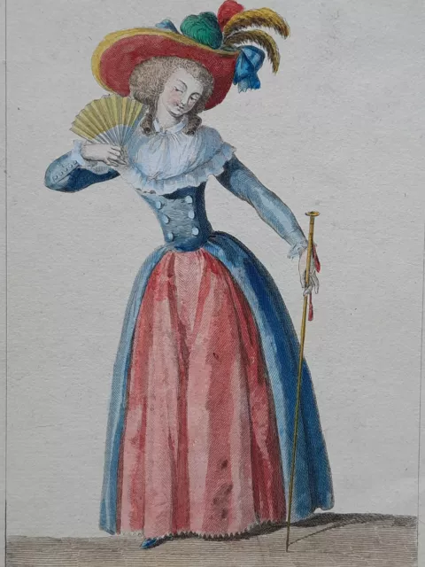 Jeune Dame Redingote GRAVURE Desrais DUPIN Jupe MODE Chapeau RAPILLY XVIII°