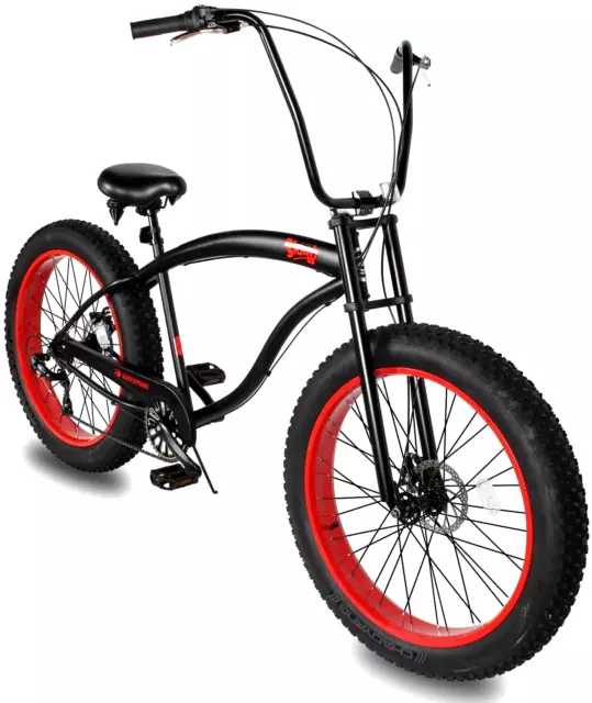 26" Fat Tire 7 Speed Slugo SS Beach Cruiser Bicycle High Rise Handlebars Bike 26" Fat Tire 7 Speed Slugo SS Beach Cruiser Bicycle High Rise Handlebars Bike