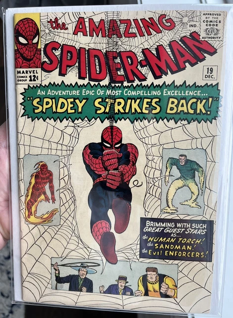 THE AMAZING SPIDER-MAN #19 (1964) Comic Sandman & Human Torch Appearance! - F/F+