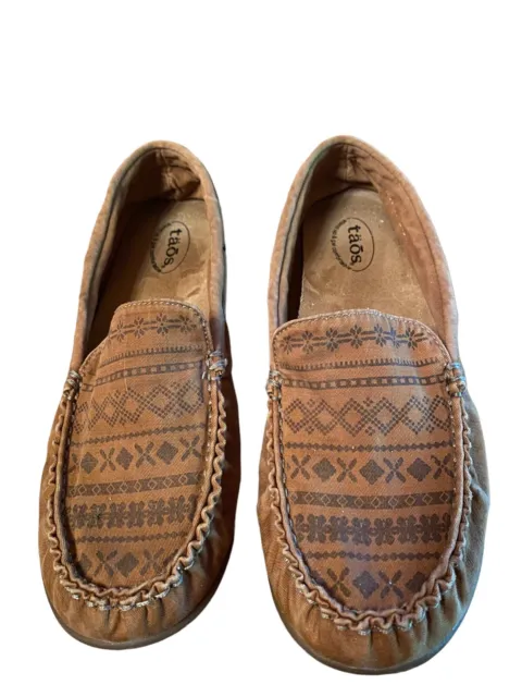 Taos Loafer Moccasin Style Slip On Brown Shoes Size 8