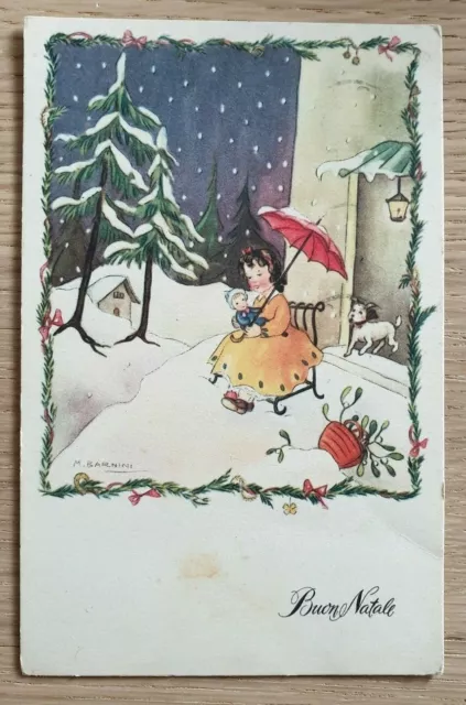 Cartolina antica di Buon Natale viaggiata anno 1953