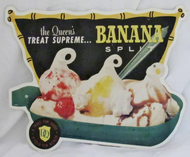 Vintage DQ 1955 Dairy Queen Banana Split POS Advertising Metal Tin In Store Sign