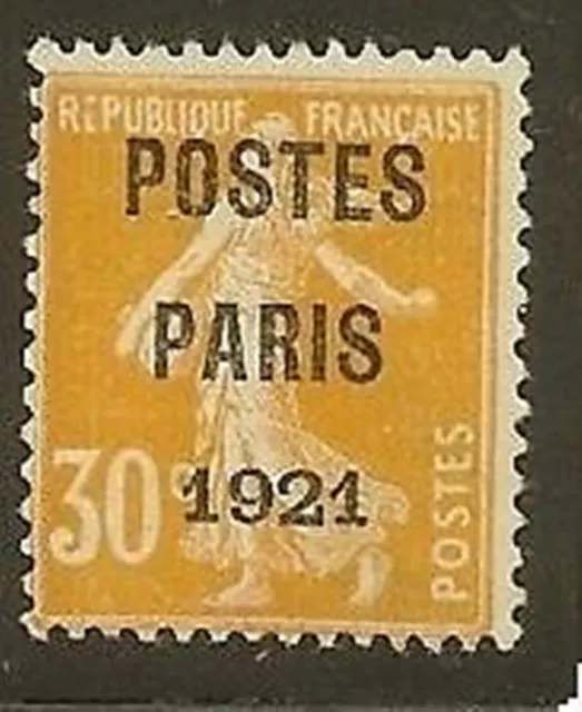 FRANCE STAMP TIMBRE PREOBLITERE 29 " SEMEUSE 30c POSTES PARIS 1921 " NEUF (x) TB