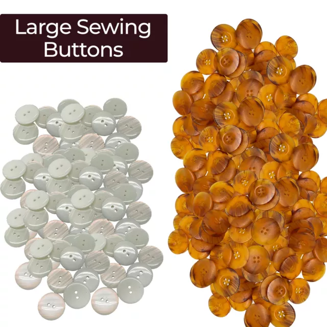 Large Plastic Buttons 22mm 25mm for Bag Coat Sewing Buttons Cream or Brown