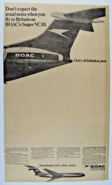 Vintage 1965 BOAC Airlines Vickers VC10 LARGE Newspaper Print Ad