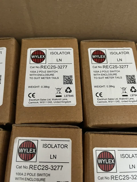 WYLEX ISOLATOR REC2S-3277 100a 2 Pole Switch’s £50.00 - PicClick UK