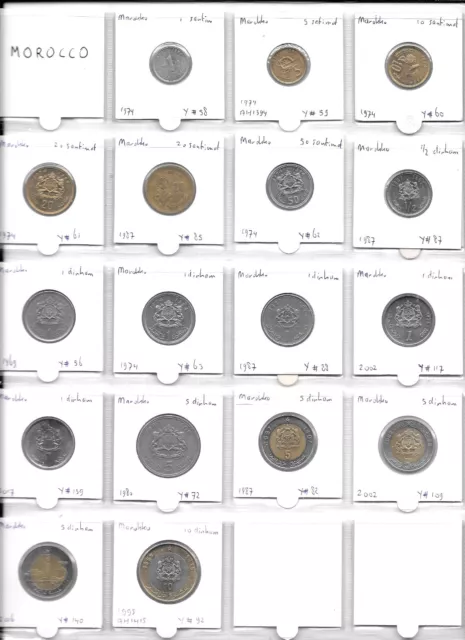 MOROCCO 1 SANTIM - 10 DIRHAMS 1969-2017 17 Coins Mostly Uncirculated, Lot RR1
