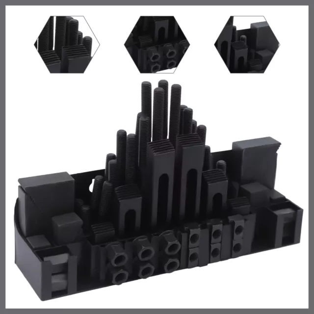 58Pcs Clamping Bolt Kit for Metal Milling Machine T-Slots Step Block Clamping US