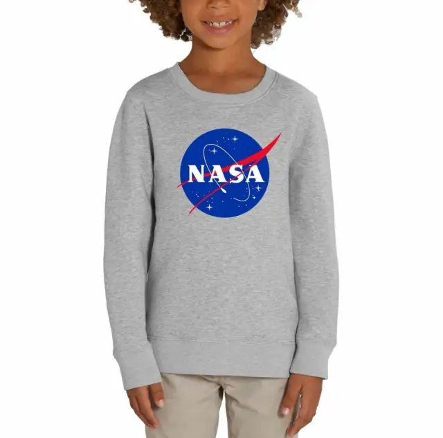 Kids Unisex Nasa Astronaut Geek Space Nerd Star Logo Grey Black Sweatshirt