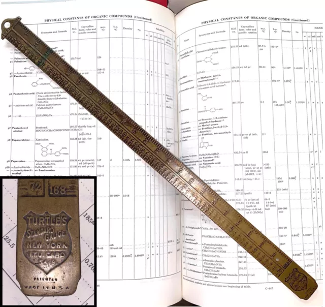 Antique 1920's Brass Printers Pica Agate Ruler Turtles's Standard Gauge NY #5419
