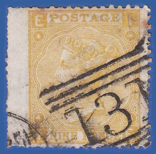 GB QV 1867 9d STRAW PLATE 4 IE SG110 GU IN EDINBURGH 131