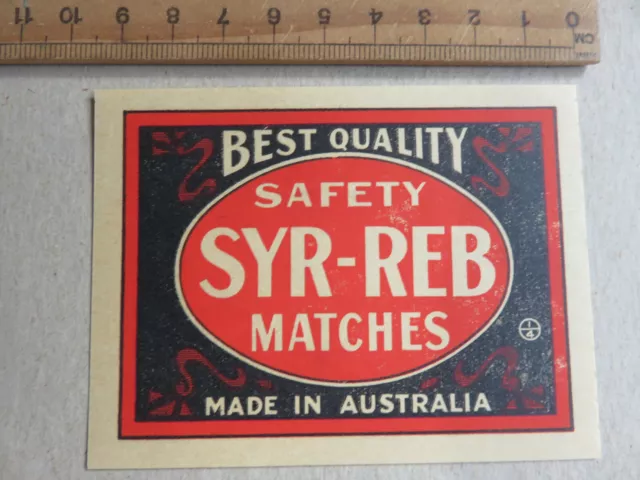 Large Pack Size Old Syr-Reb Match Box Label  Australia