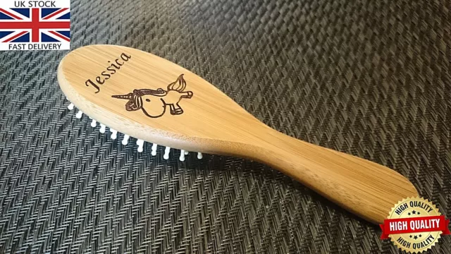 🔥 Laser Engraved Personalised Wooden Hair Brush Comb Baby Shower Gift Unicorn🔥