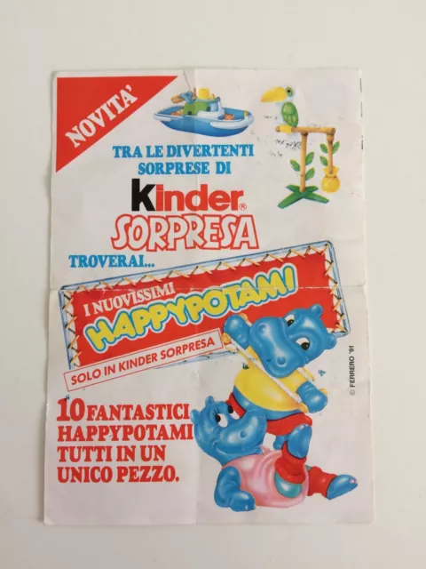 Kinder Happypotami Cartina Pubblicitaria Rara C5