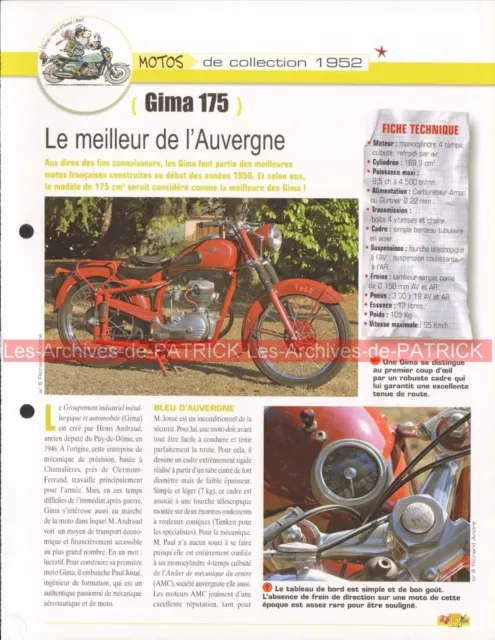 GIMA 175 1952 Joe Bar Team Fiche Moto #002433