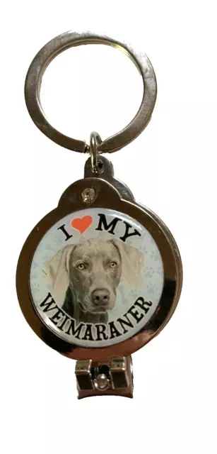 Weimaraner Keychain Nail Clipper Bottle Opener 30mm Silver Color Rhinestone Gift