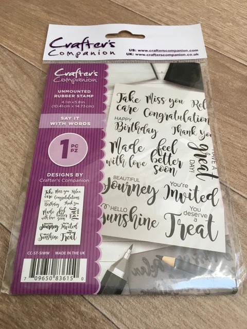 NEW Crafter's Companion- A6 Unmounted Rubber Stamps- Say It With Words Sentiment