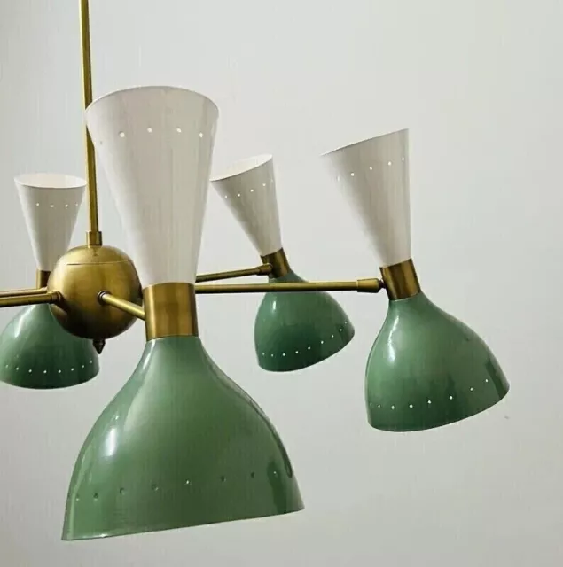 6 Arms Light Mid Century Stilnovo Style Modern Brass Sputnik Chandelier 2