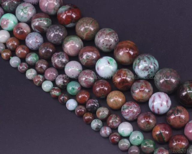 Natural Gemstone Multi-Color Jade Round Spacer Loose Beads 6mm 8mm 10mm 15.5"