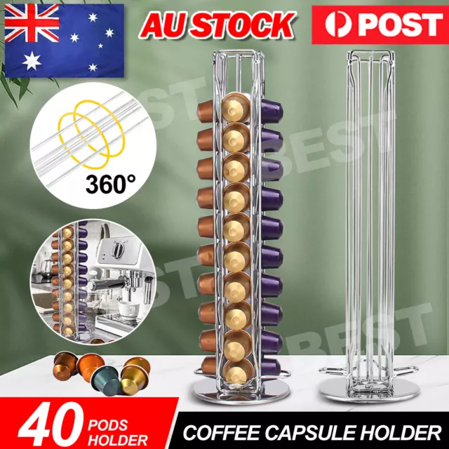 40 Pods Coffee Pod Holder For Nespresso Capsule Dispenser Storage Rack Stand