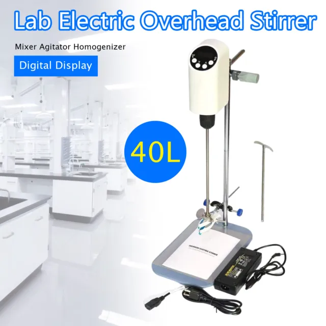 40L Lab Electric Overhead Stirrer Mixer Agitator Homogenizer + Digital Display