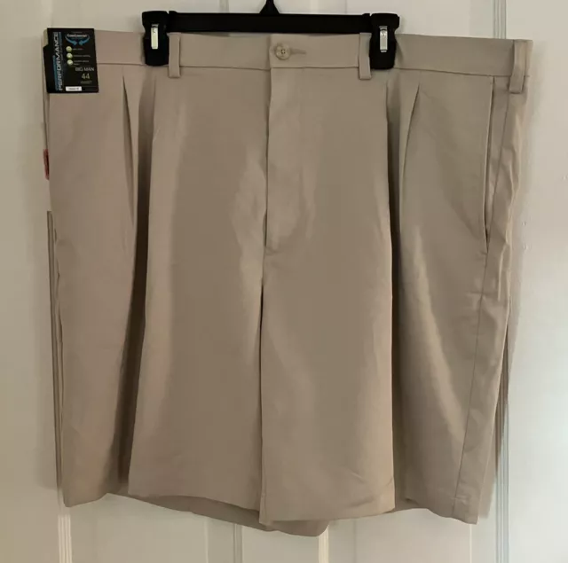 Roundtree & Yorke Short Mens 44 Khaki Big Man Performance Golf Stretch Shorts