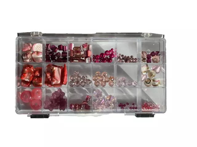 mixed job lot pink GLASS,ACRYLIC, SWAROVSKI beads 3mm-17mm crafting jewellery