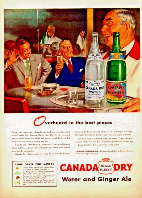 Canada Dry 1944 Vintage Print Ad World Famous Water And Ginger Ale Mixers