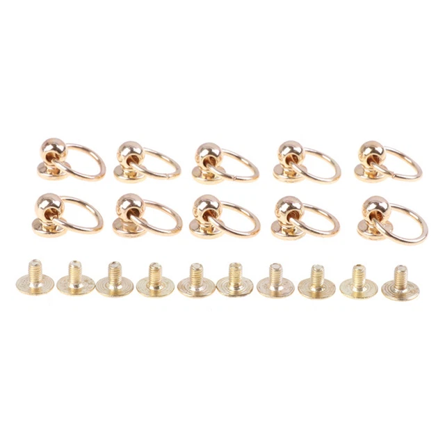 10 piezas Anillo de cabeza redonda remaches artesanales de latón con espalda atornillada para moda hágalo usted mismo