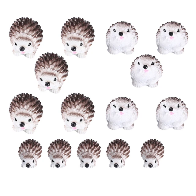 15 Pcs Bookshelf Figurine Hedgehog Potted Plants Artificial Decor Mini Figure