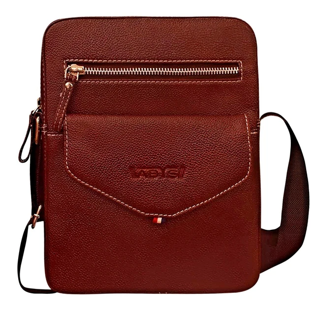 Cuir Bride & Sac Bandoulière Messager Sac pour Hommes et Femmes Marron Foncé