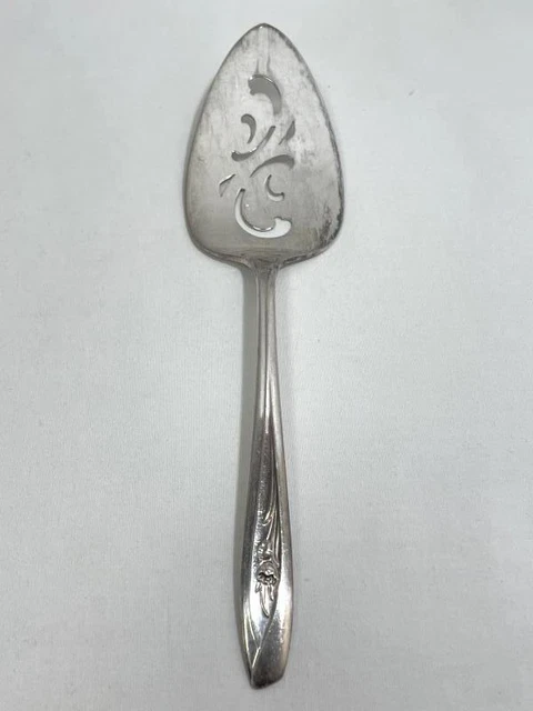 Vtg International Silver Silver Plate Pierced Pie or Cake Server Silver Tulip