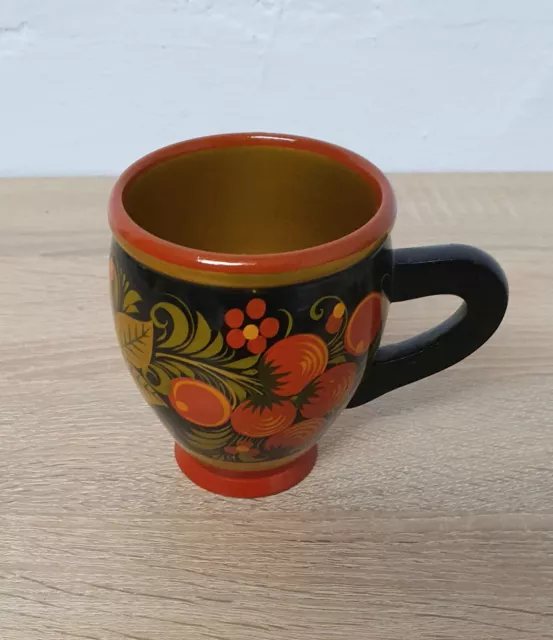 Becher Russische Lackmalerei Khokhloma Sammeltasse Vintage UdSSR 3