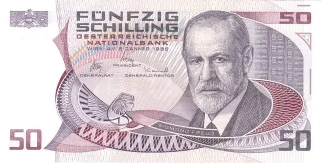 #National Bank of Austria 50 Schillings 1986 P-149 XF Sigmund Freud