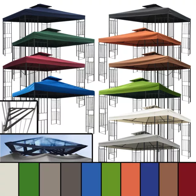 WASSERDICHT Pavillon Borneo ~3x3m wasserfest PVC Metall Pavilllion Dach 3x3