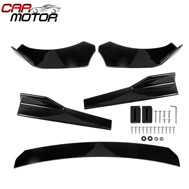 8PCS Glossy Black Front Bumper Spoiler Body Kit / Side Skirt /Rear Lip Universal